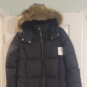 Long hooded puffer coat